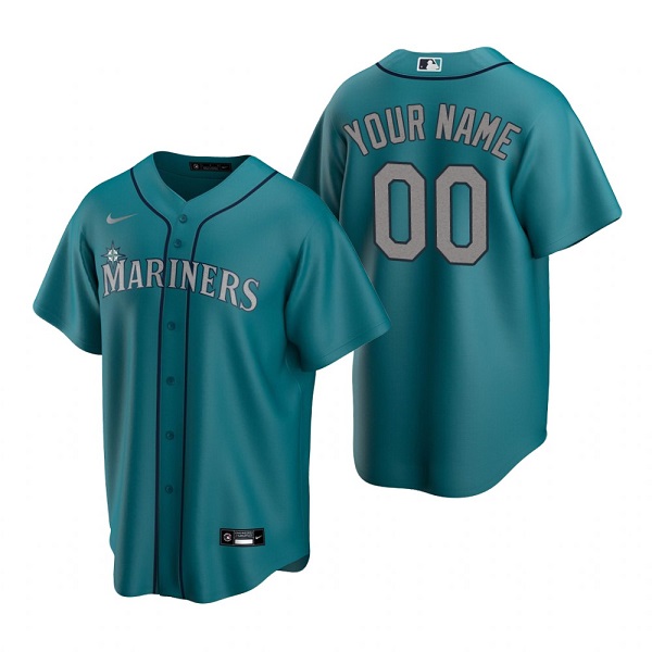 Men's Seattle Mariners ACTIVE PLAYER Custom Aqua Cool Base Stitched Jersey